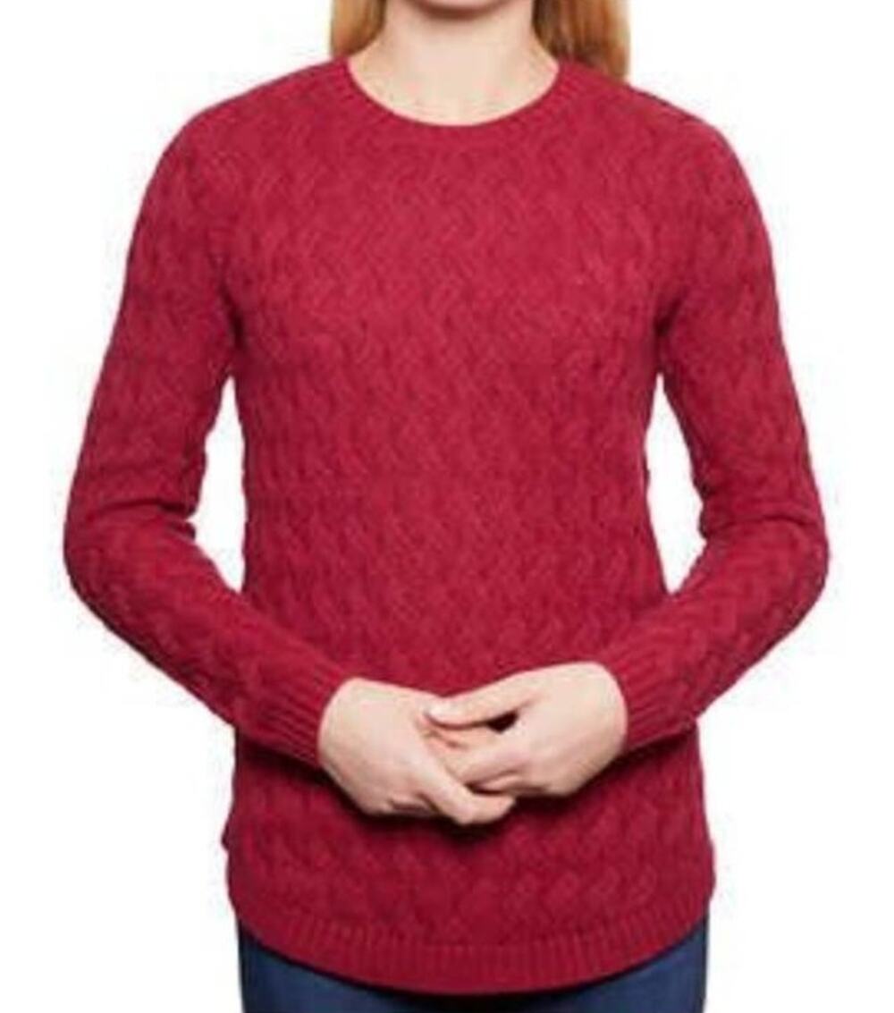 Jeanne Pierre Carmine Red Cotton Textured Sweater NWT Sz XL